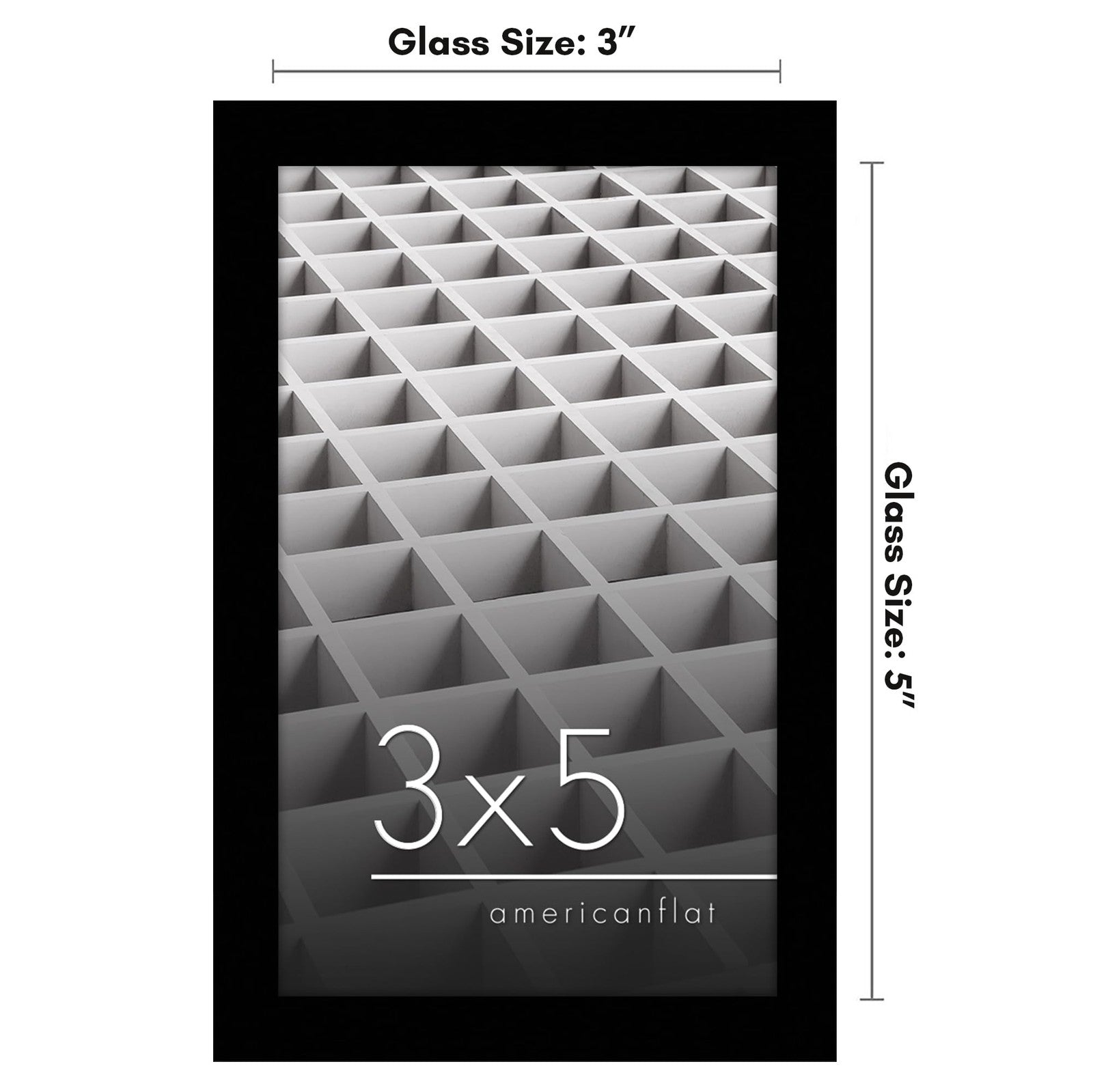 3x5 Black Frame - Crystal-Clear Glass, Modern Design, Tabletop Display