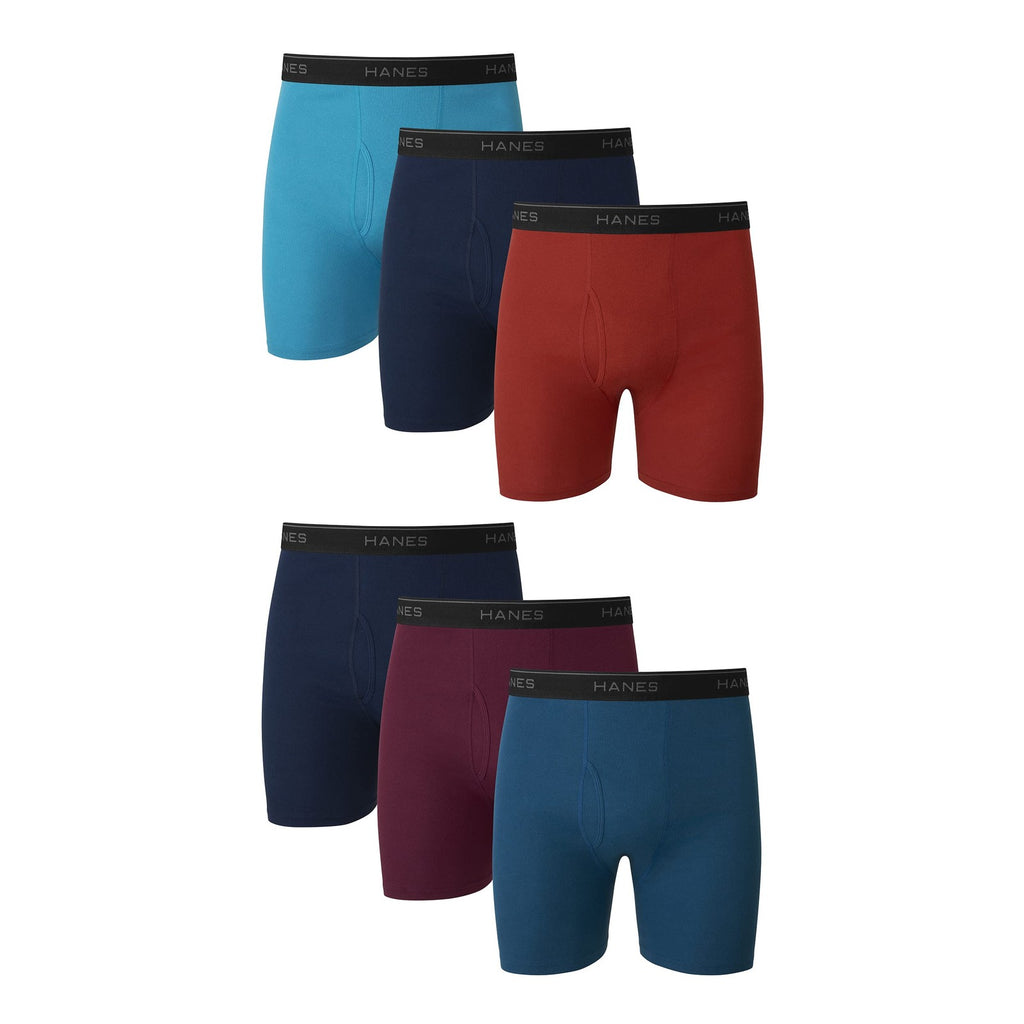 Men's Large Boxer Briefs 6 Pack Cotton Cool Dri Moisture-Wicking Assorted