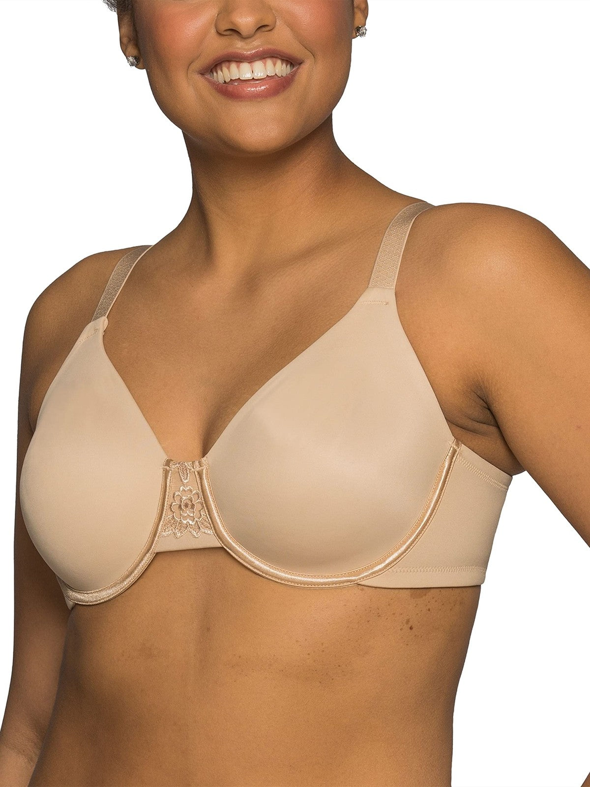 Women's 38DD Smoothing Minimizer Bra, Damask Neutral, Adjustable Straps