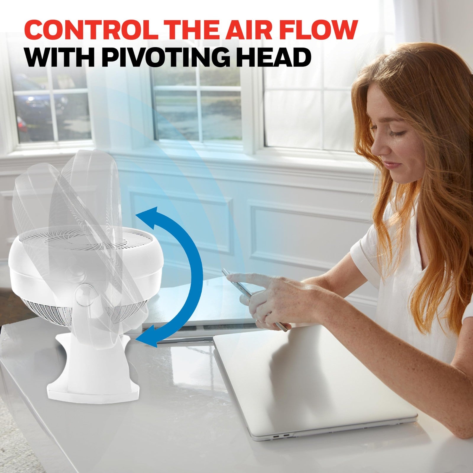 Honeywell HT-904 Air Circulator Fan, Small, White, 90° Adjustable Head