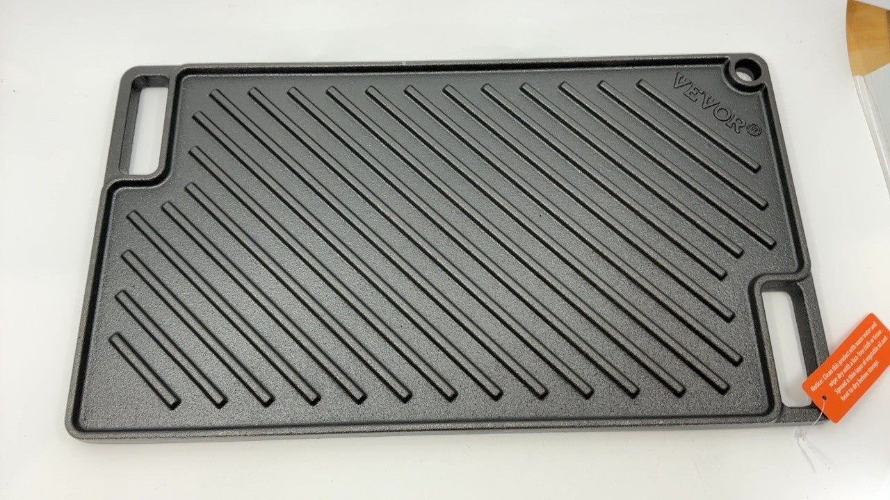 Rectangular 17x10'' Cast Iron Griddle Pan, Non-Stick, BBQ, Black