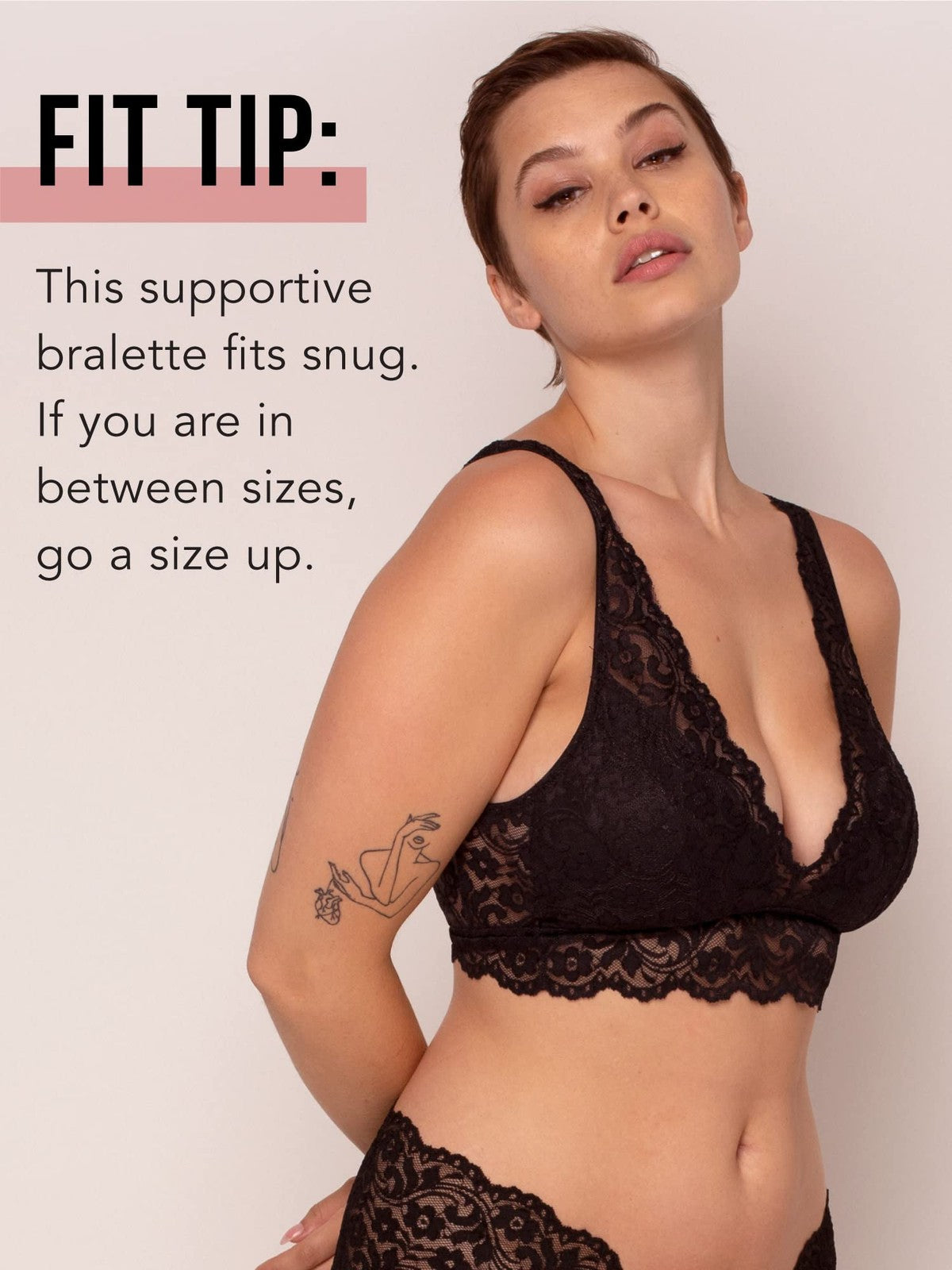 Signature Lace Wireless Bralette, Deep V, Medium, In the Buff Color