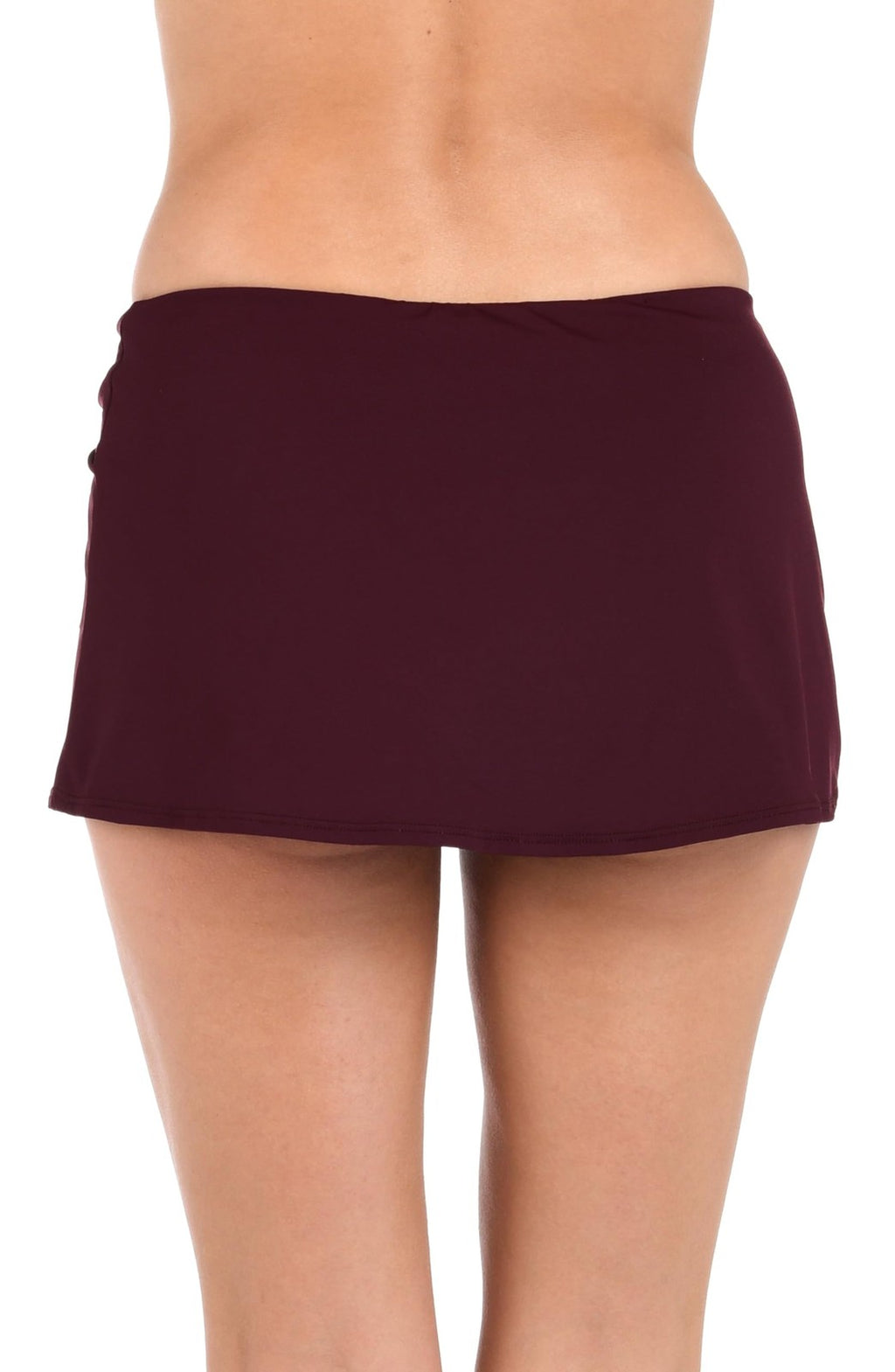 Island Goddess Asymmetrical Skirted Swimsuit Bottom, Size 12, Dark Cherry