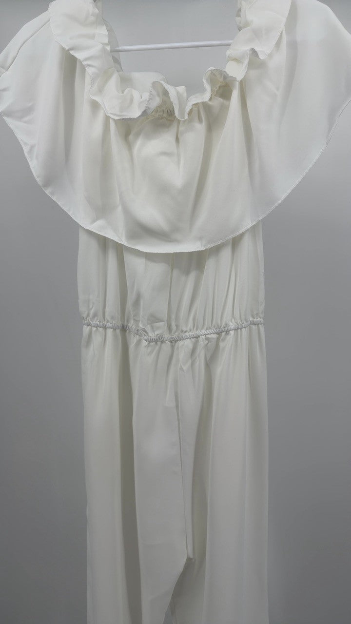 Off-Shoulder Ruffled Wide Leg Jumpsuit
