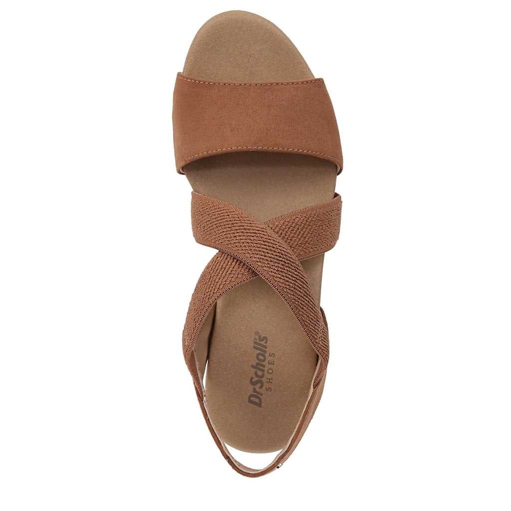Dr. Scholl's Womens Just Cute Wedge Sandal Honey Brown Fabric 8 M