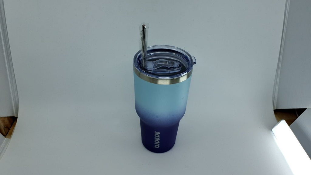 30oz Color Block Tumbler, Stainless Steel, Insulated w/ Lid & Straw