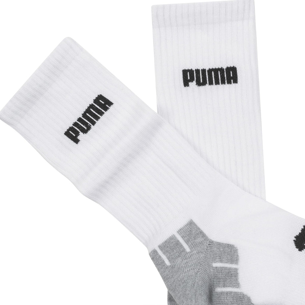 PUMA mens 6 Pack Crew running socks, White/Grey, 13-Oct US