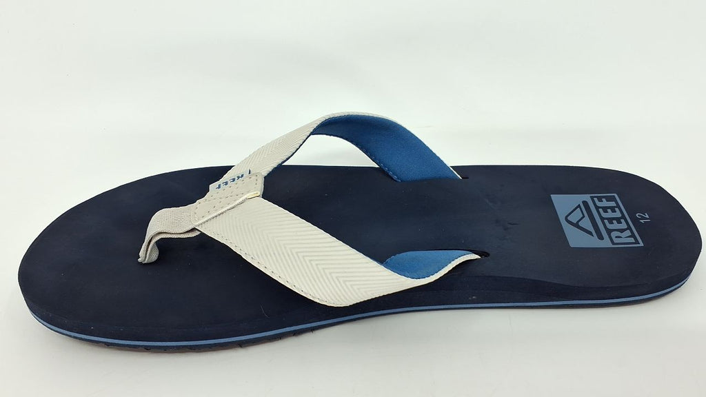 Reef Twinpin Mens Flip Flops 12 Grey/Navy Water Friendly Cushion Footbed