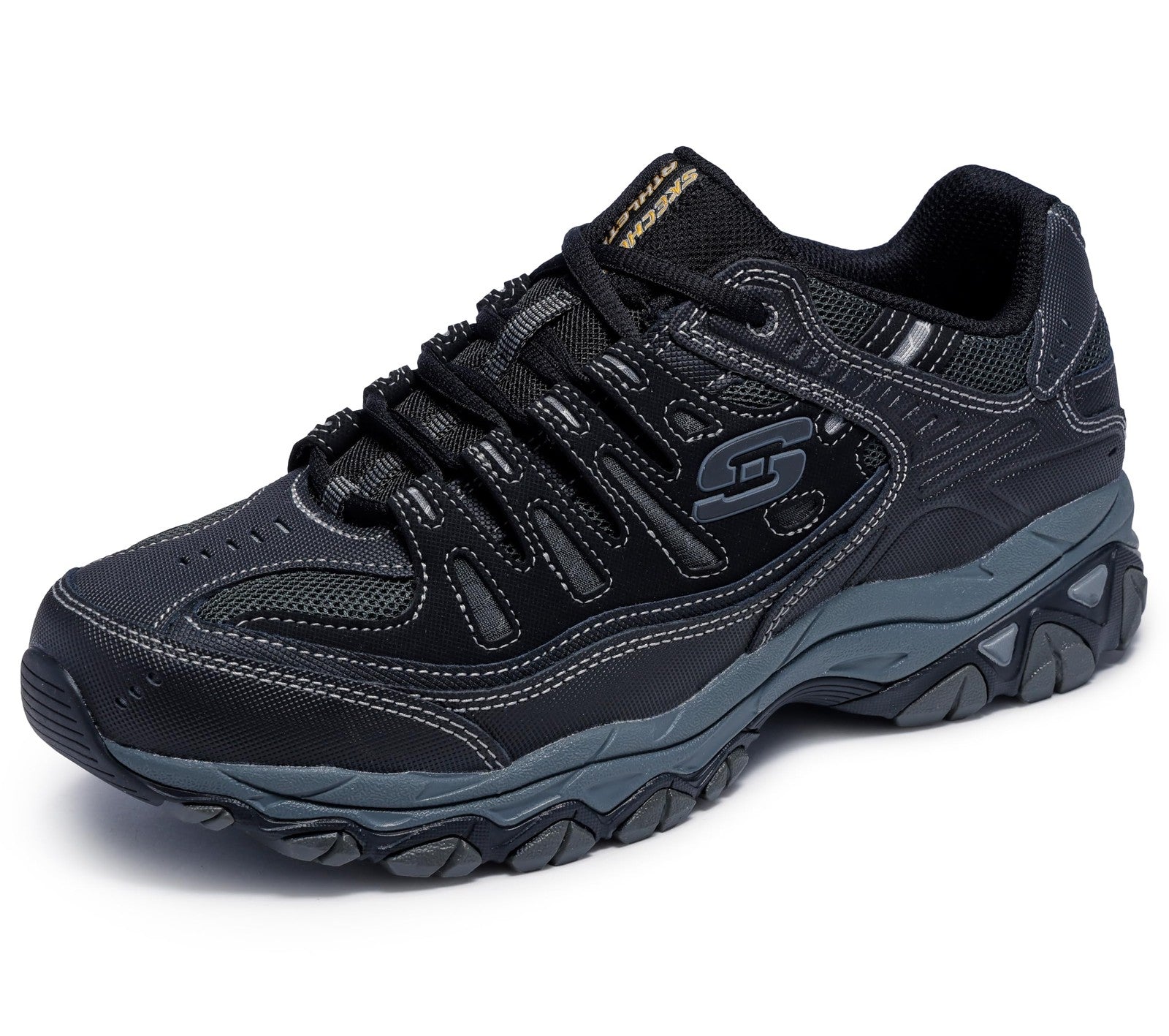 Men's Afterburn M. Fit Fashion Sneakers, Leather, 9 X-Wide, Black/Charcoal