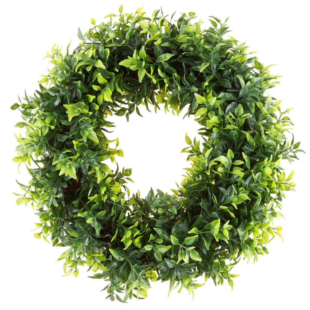 Artificial 11.5-Inch Opal Basil Wreath - All Season Front Door Decor