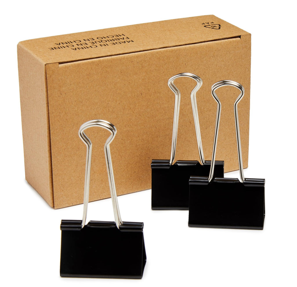 Black Binder Clips 48 Count, Large 2 In, 4-Pack for Office Use
