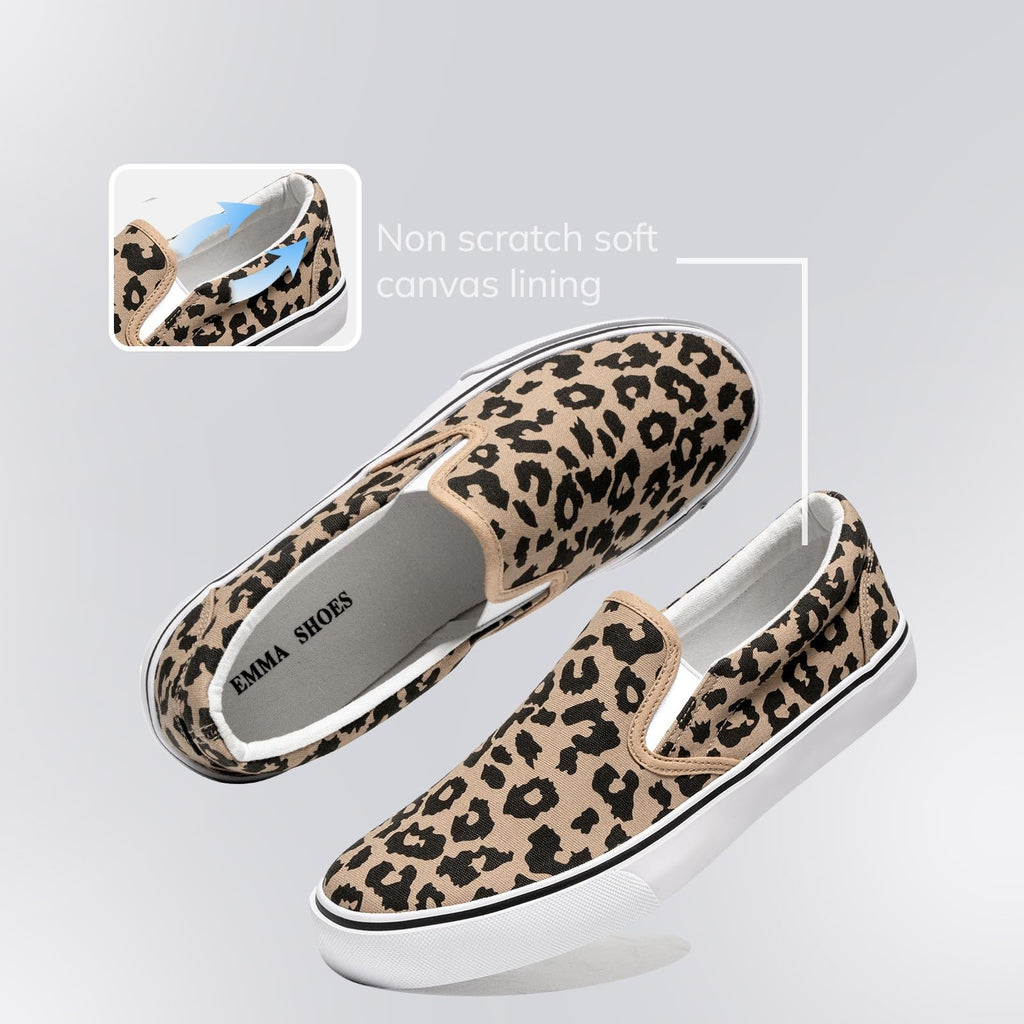 Size 6 Leopard Slip On Fashion Sneakers for Women, Casual & Comfortable