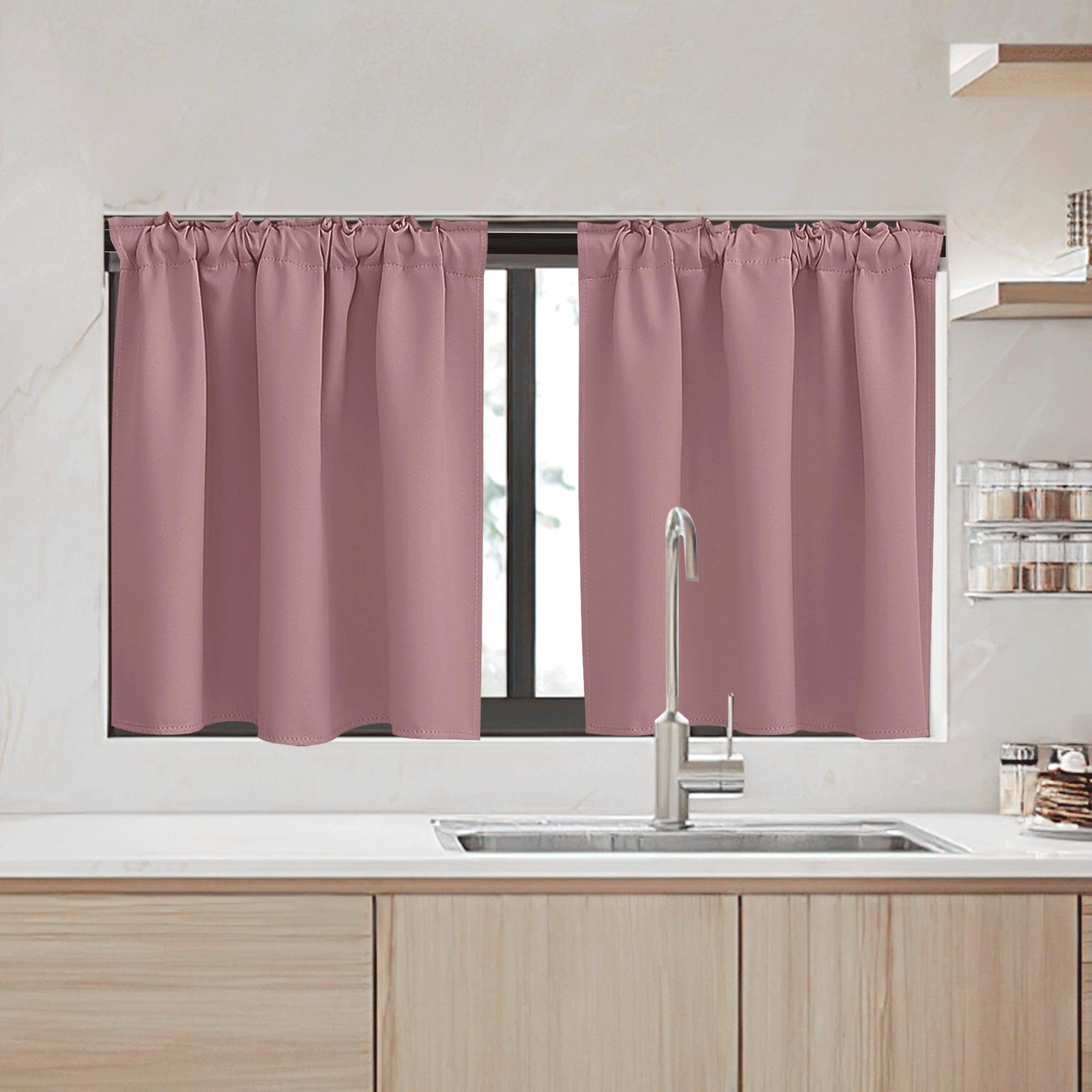 34x30 in Blackout Curtains, 2 Panels, Wild Rose, Insulating Drapes