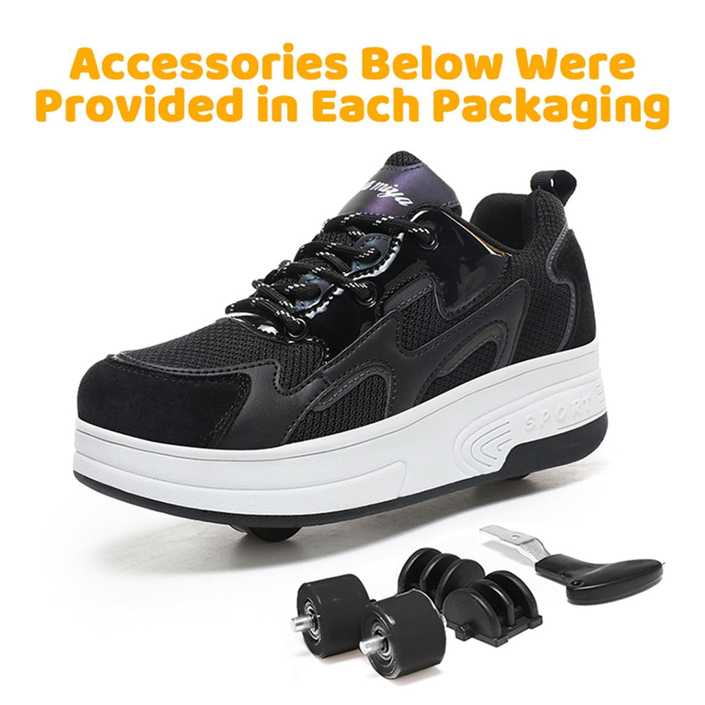 Black Roller Skate Shoes for Kids Size 6 Wooowyet Wheeled Sneakers