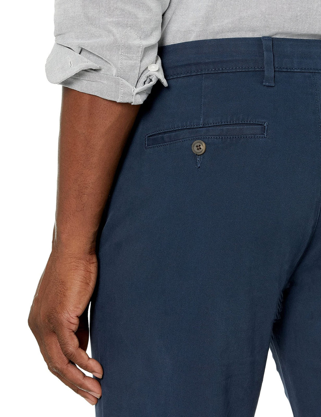Mens Straight-Fit Casual Stretch Chino Pants, Dark Navy, 40W x 29L