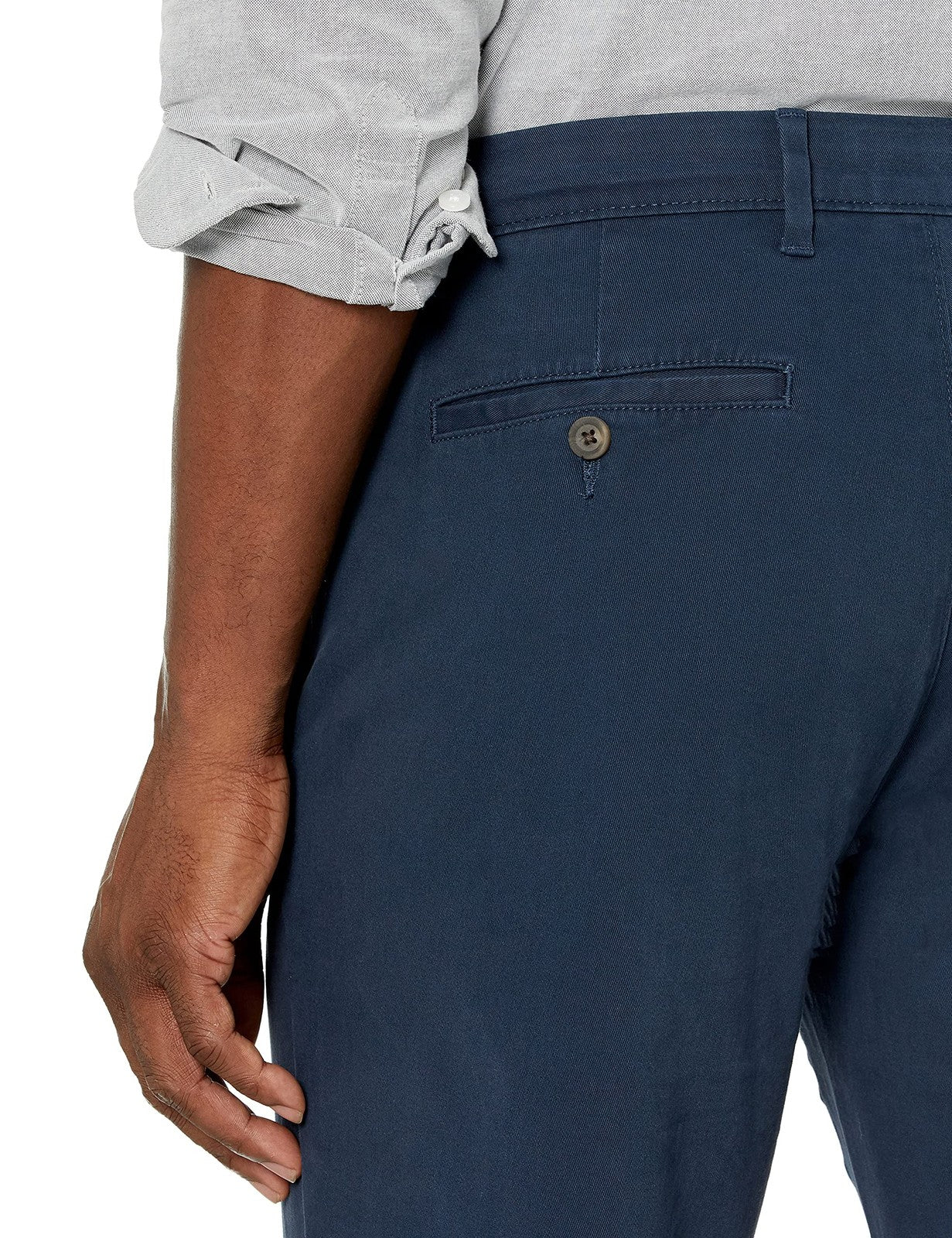 Mens Straight-Fit Casual Stretch Chino Pants, Dark Navy, 40W x 29L