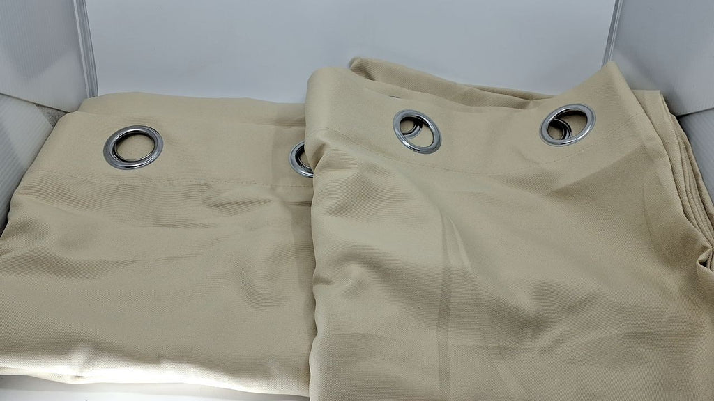 54x108 Solid Light Filtering Curtains, Water Repellent, Natural, 2-Pack