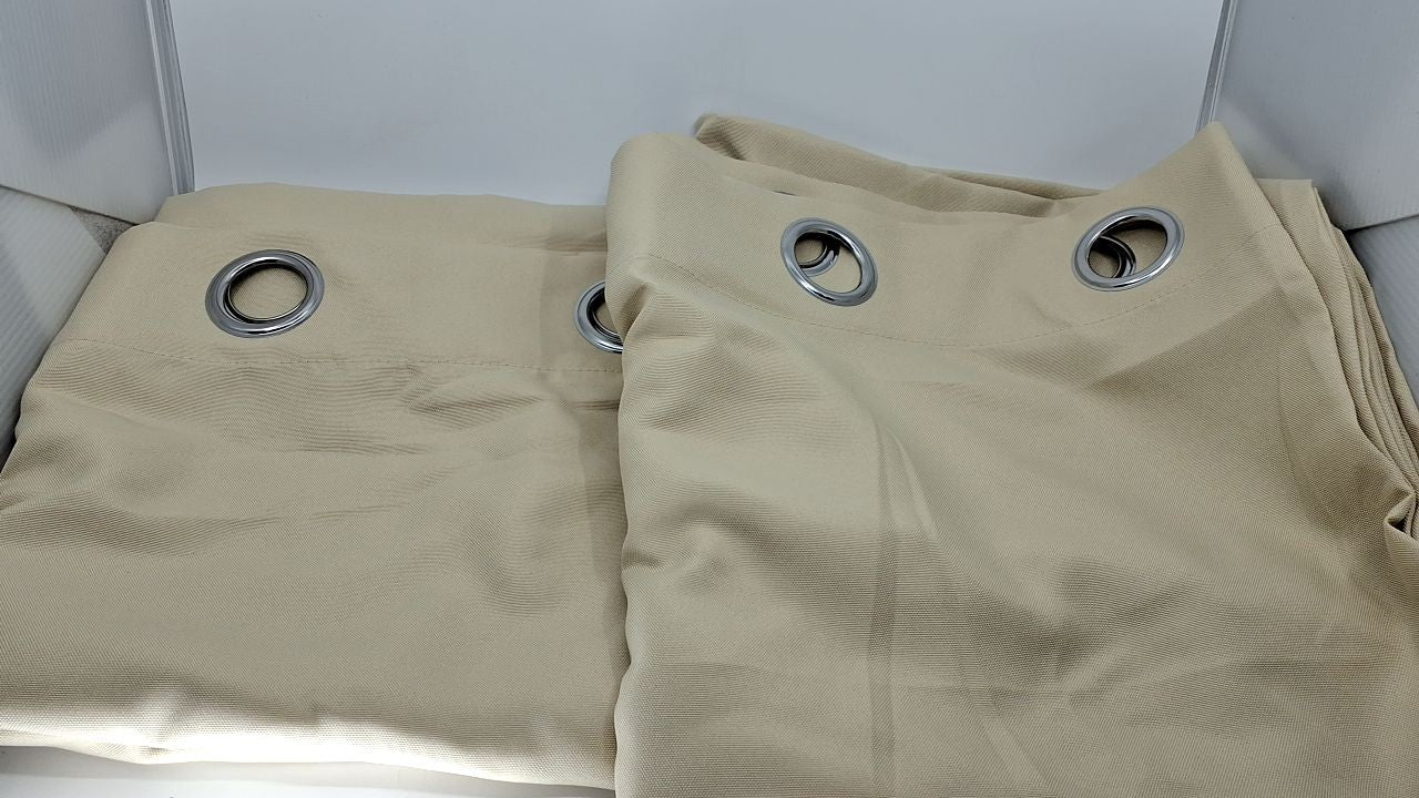 54x108 Solid Light Filtering Curtains, Water Repellent, Natural, 2-Pack