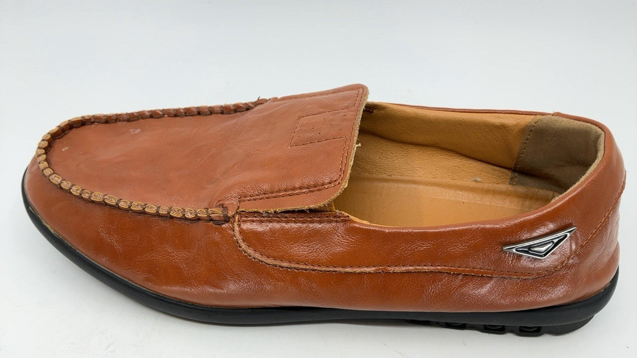Men's Genuine Leather Casual Loafers A-Brown Size 13 by Go Tour