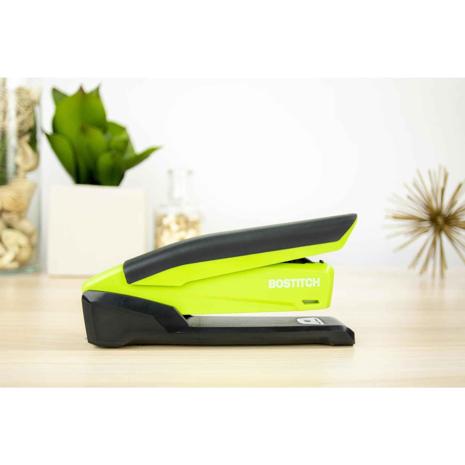 One Finger Spring Stapler, 20 Sheet Capacity, Green, Jam-Free Performance
