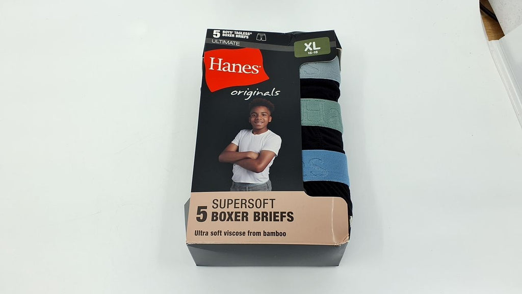 Hanes Ultimate Boys' Boxer Briefs, Black, 5-Pack, Moisture-Wicking