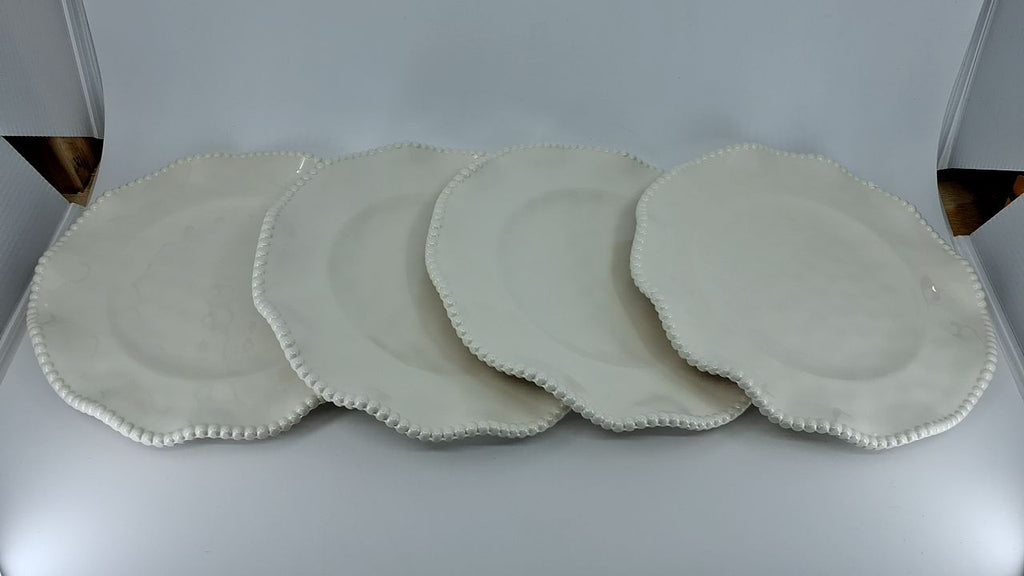 Set of 4 Perlette Cream Melamine Salad Plates, 9in Unbreakable Design