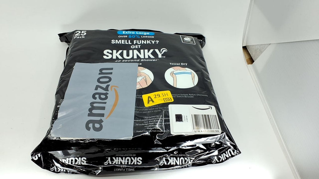 Skunky XL Disposable Bathing Wipes, 25 Count, Rinse-Free & Soap-Infused