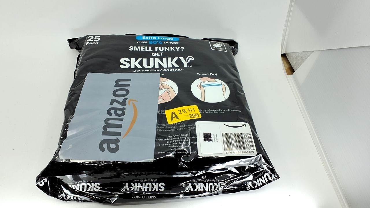 Skunky XL Disposable Bathing Wipes, 25 Count, Rinse-Free & Soap-Infused