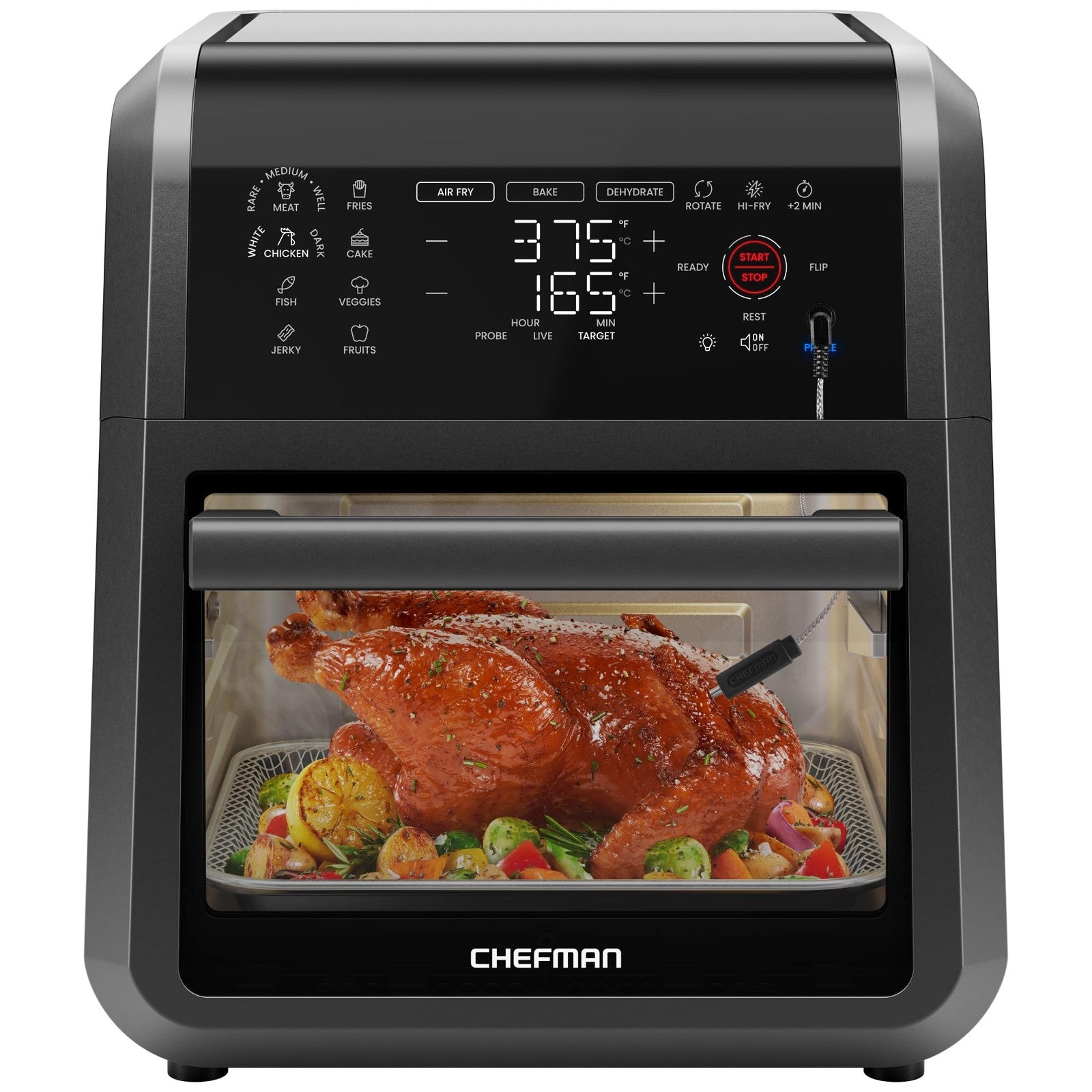Chefman 12 Quart 5-in-1 Air Fryer w/ Smart Thermometer - Black