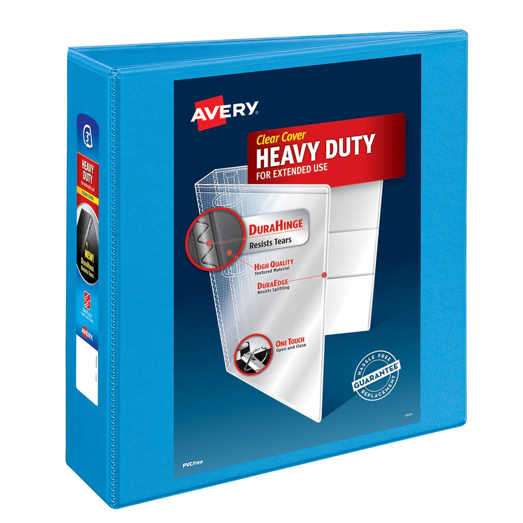 Avery 3" Heavy-Duty View Binder Light Blue, One Touch Slant Rings