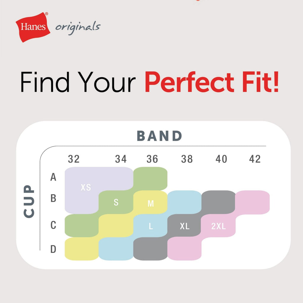 Hanes Originals Womens Bralette Pack, Cotton Blend, Medium, Black/Deep Glow