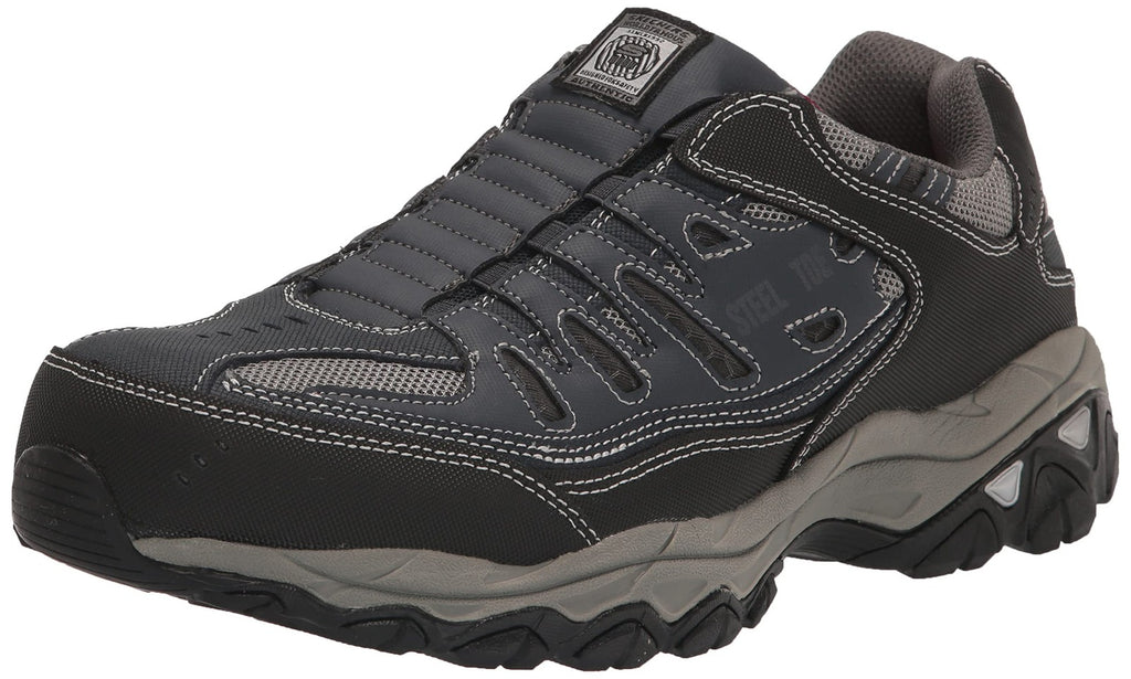 Skechers Men's Cankton Ebbitt Steel Toe Construction Shoe, Navy/Grey, 14 Wide