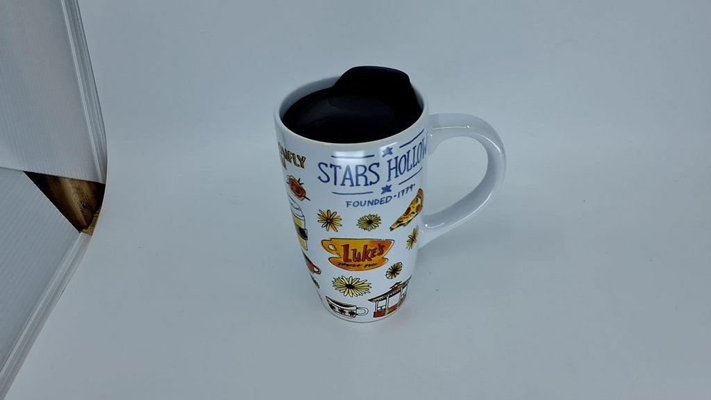 Gilmore Girls Stars Hollow Ceramic Travel Mug, 16oz, Spill-Resistant Lid