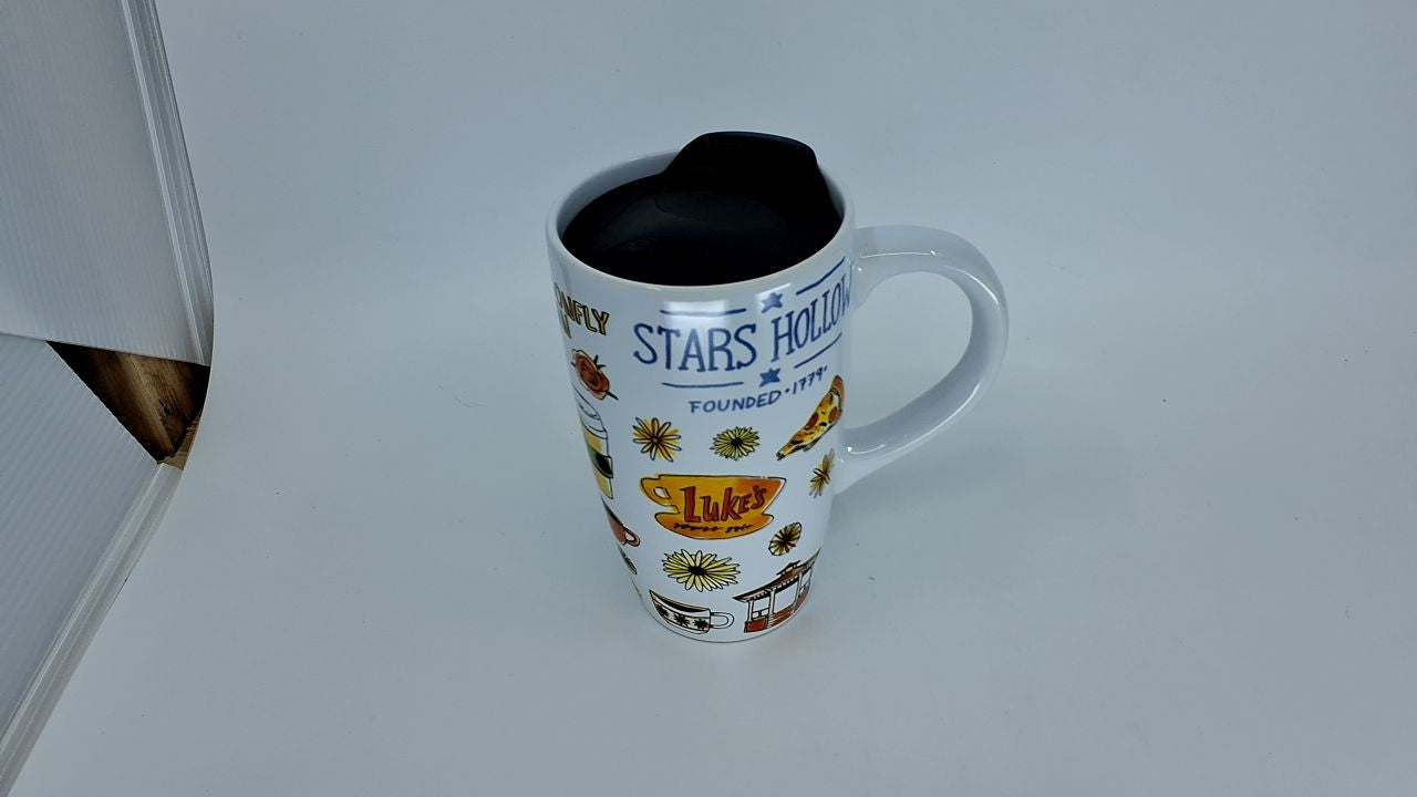 Gilmore Girls Stars Hollow Ceramic Travel Mug, 16oz, Spill-Resistant Lid