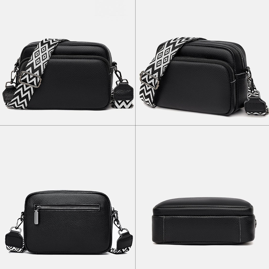 DIVCIDLC Small Crossbody Bag with Adjustable Wide Guitar Strap, Women, Black