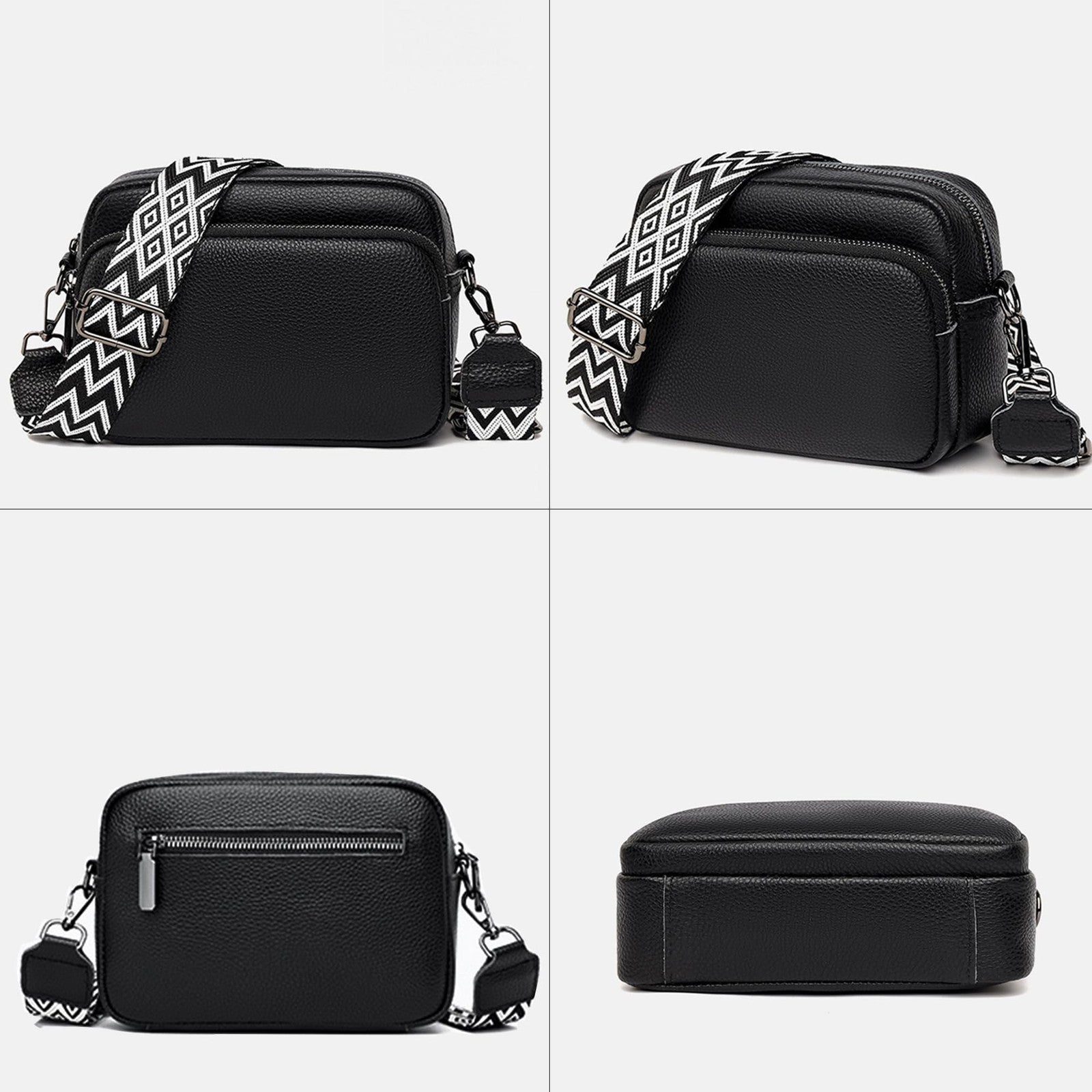 DIVCIDLC Small Crossbody Bag with Adjustable Wide Guitar Strap, Women, Black