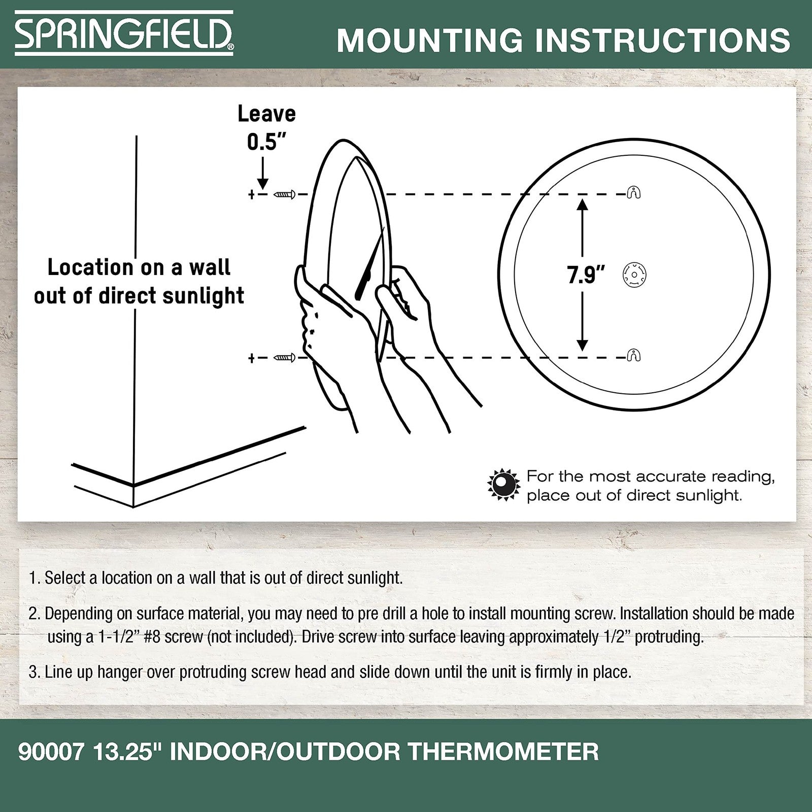 Indoor/Outdoor 13.25-Inch Thermometer, White, Mounting Bracket Included