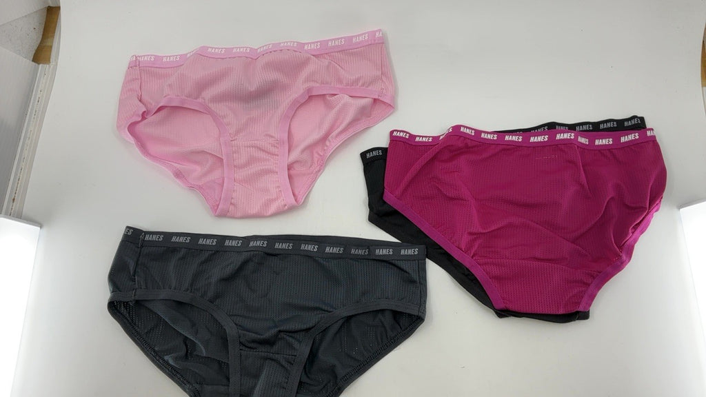 Hanes Girls' Little Moves Breathable Stretch Tween Underwear, Pink/Black/Grey