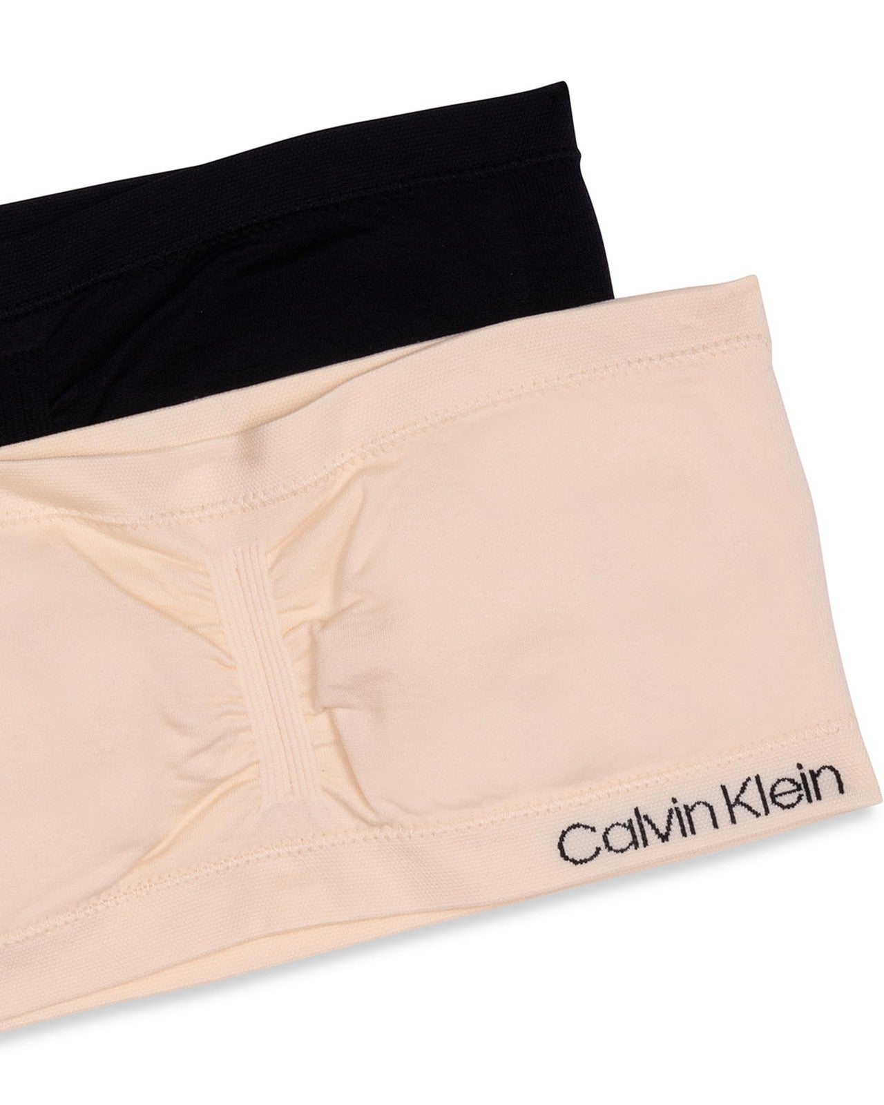 Calvin Klein Girl's Bandeau with Cookie 2 Pack, Sand Nude/Black, Large