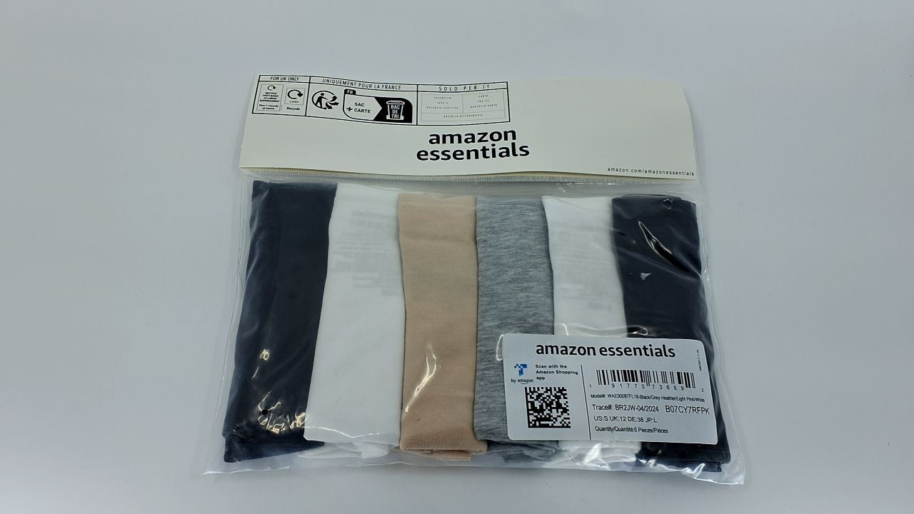 Cotton Bikini Underwear, Women's 6-Pack, Black/Grey/Pink/White, Small