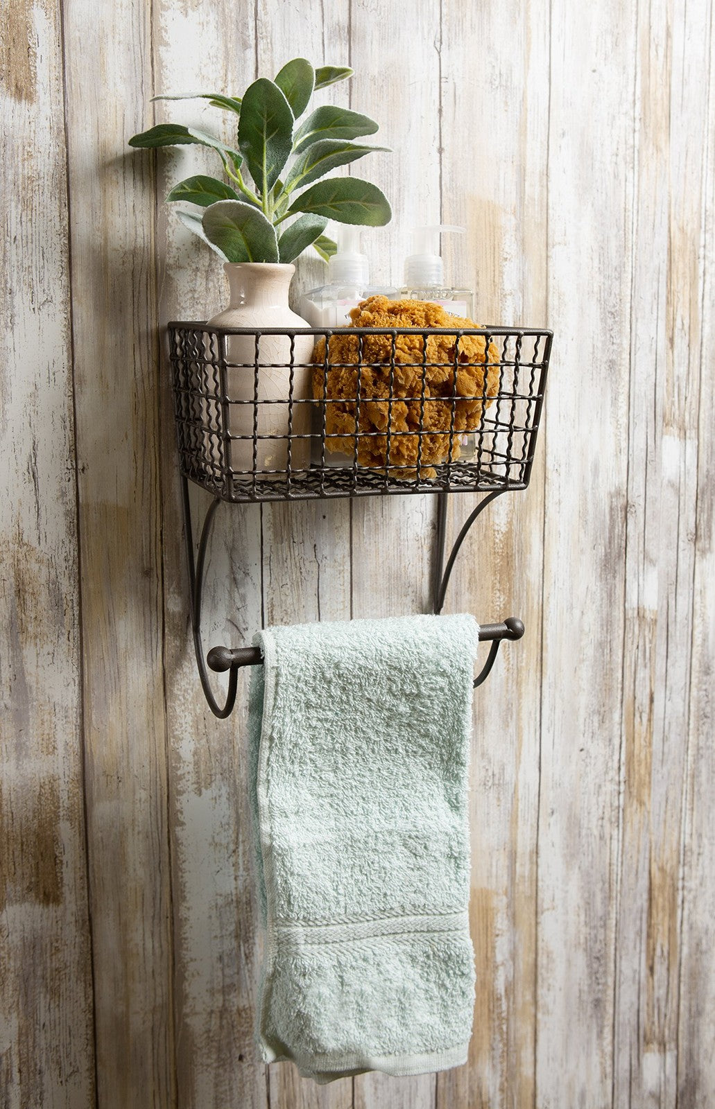DII Rustic Farmhouse Bathroom Décor, Metal Storage, Small Towel Bar, Rustic
