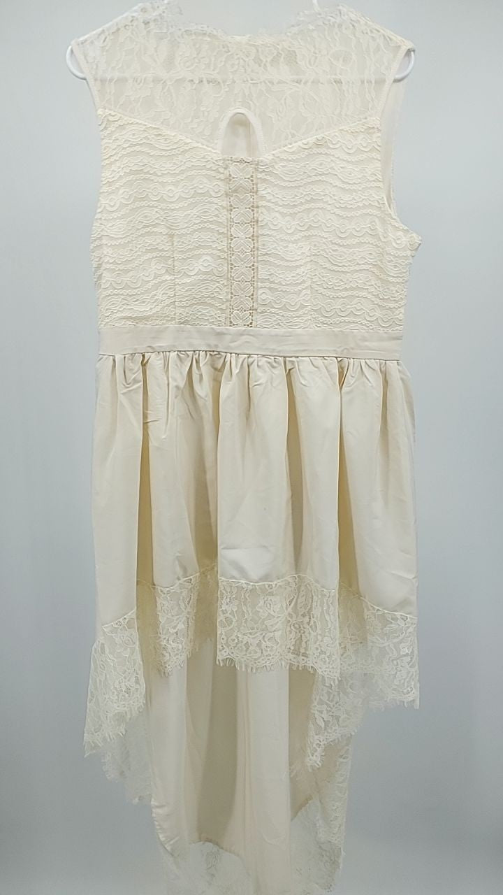 Lace Trim High-Low Sleeveless Dress