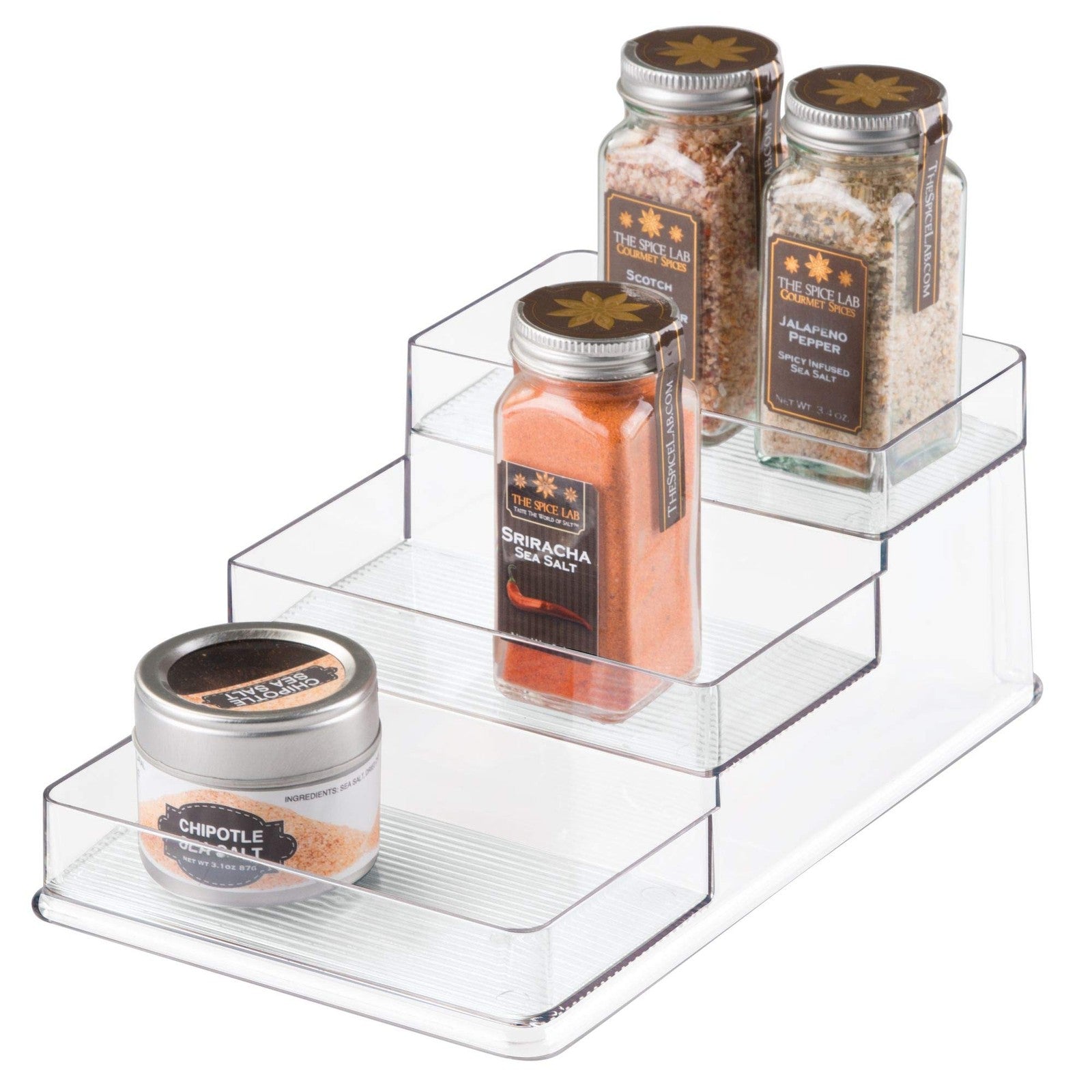 3-Tier Spice Rack Organizer for Kitchen, Clear Plastic, 6.25" x 4" x 1.25"