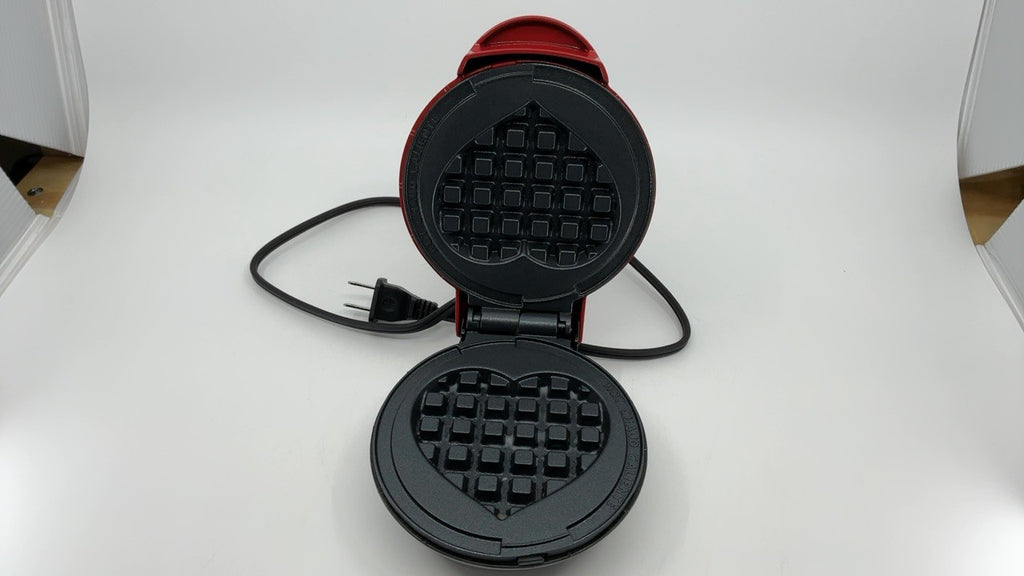 DASH Mini Waffle Maker Machine Red Heart 4 In Non-Stick Cooking Surface