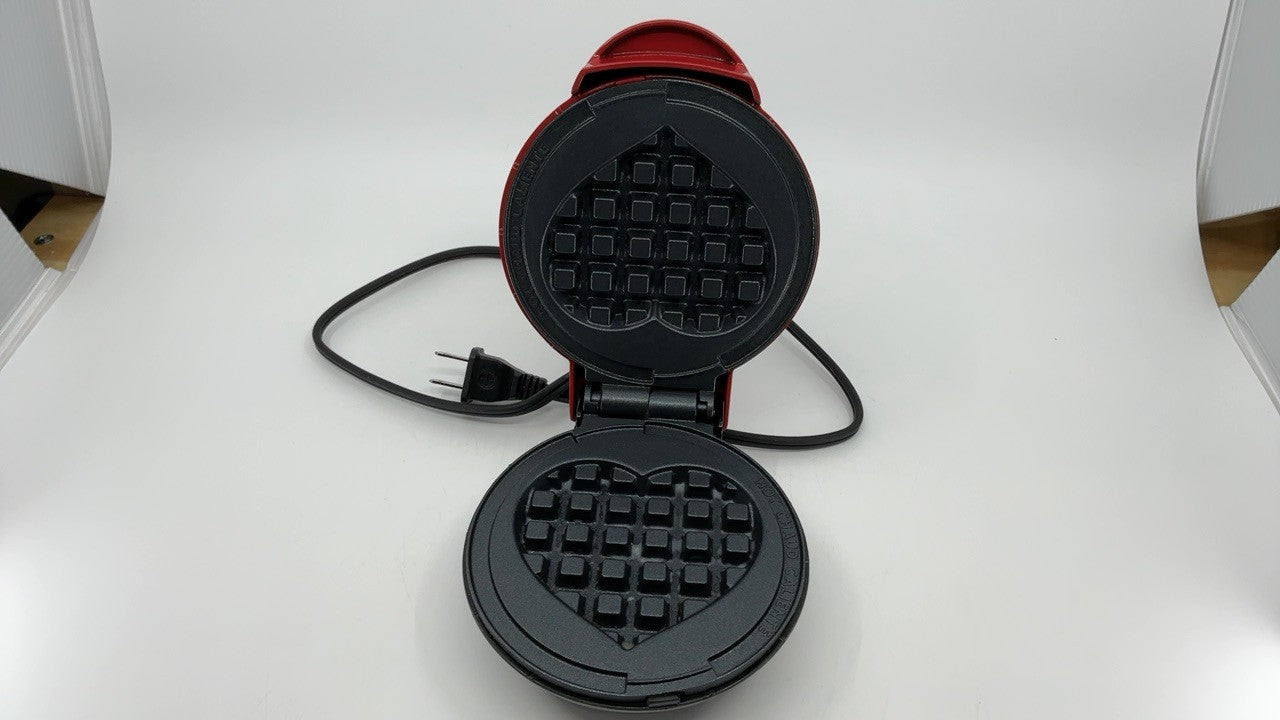 DASH Mini Waffle Maker Machine Red Heart 4 In Non-Stick Cooking Surface