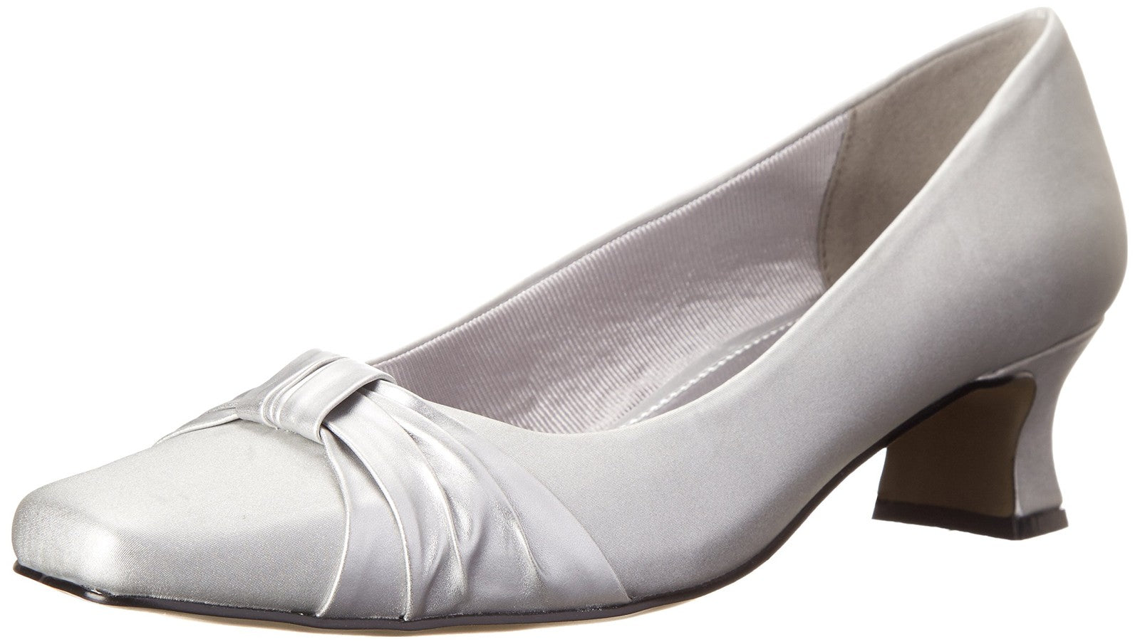 Easy Street Women's Waive Dress Pump,Silver Satin,8 W US