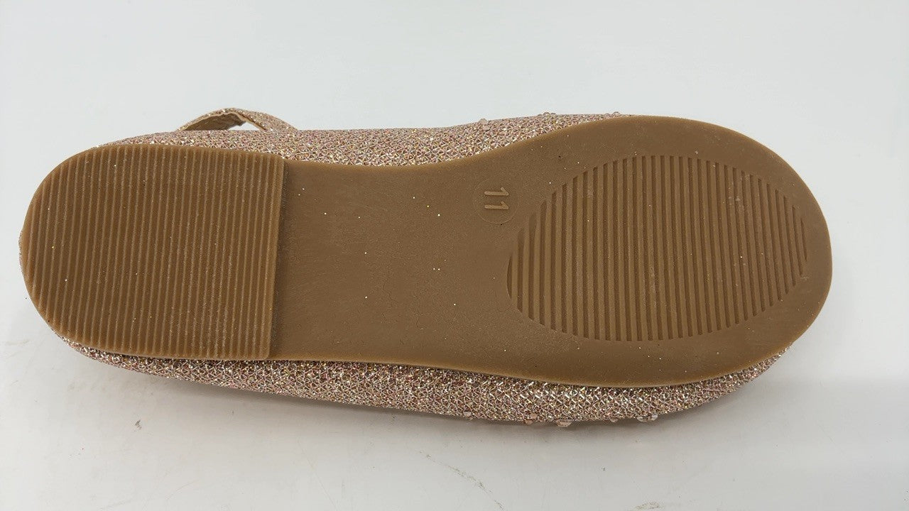 GINFIVE Toddler Girls Ballerina Flats Size 11 Champagne Mary Janes
