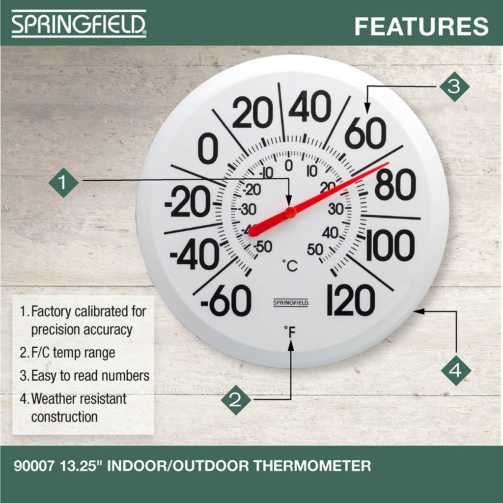 Indoor/Outdoor 13.25-Inch Thermometer, White, Mounting Bracket Included