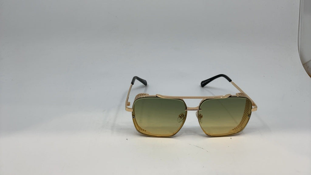Retro Metal Aviator Sunglasses w/ UV400 Lenses, Gradient Green Pink
