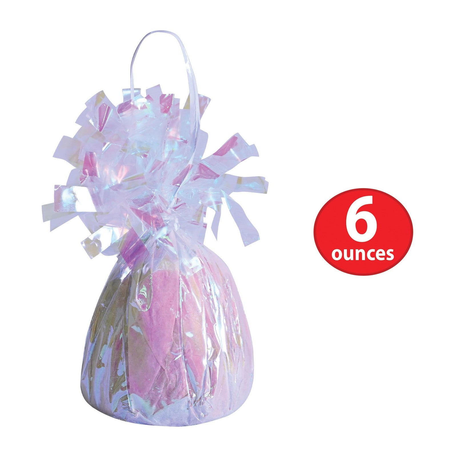 6 Pack Metallic Wrapped Balloon Weights, Opalescent, 6 Oz Centerpieces